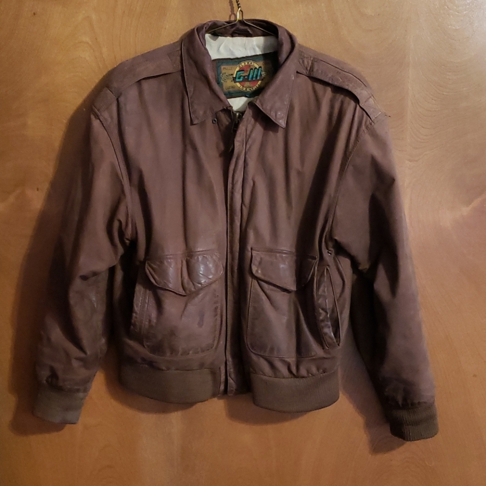 Vintage leather coat brown size medium
